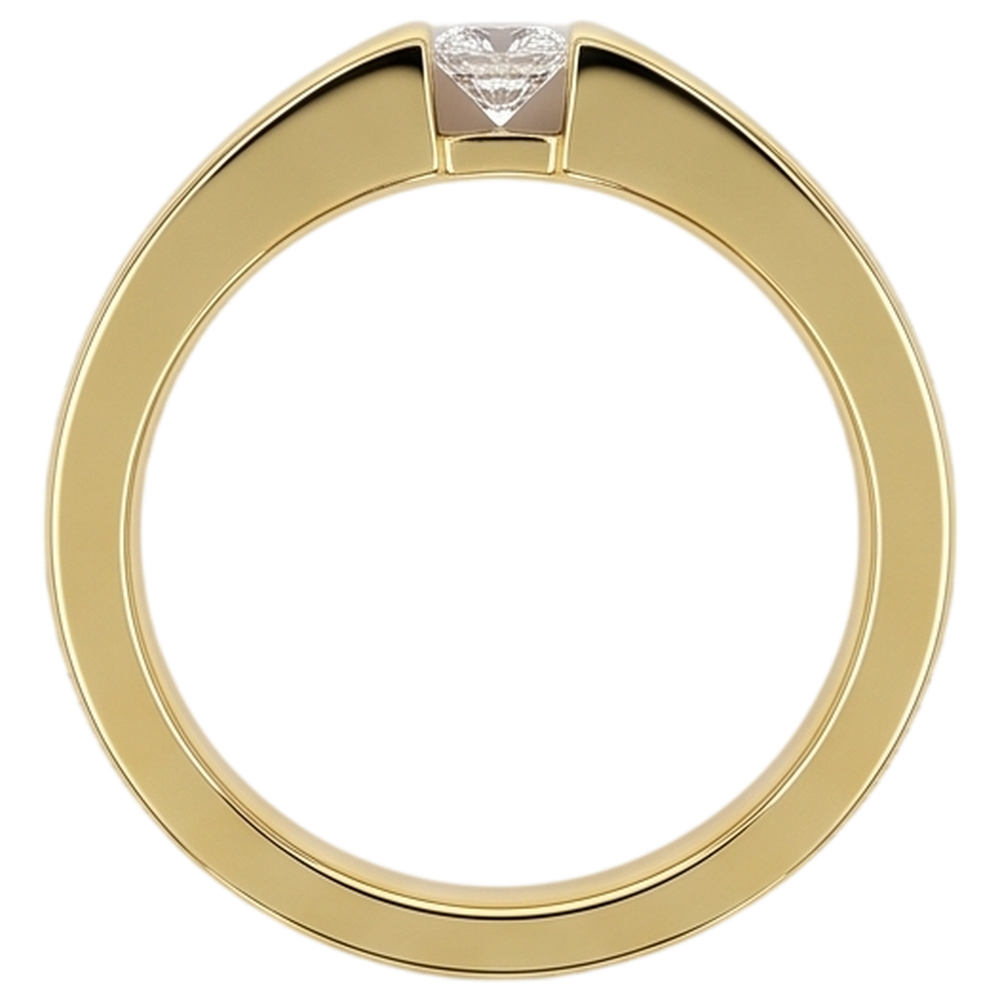 Princess Cut Genuine Natural Earth Mined Diamond Tension Set Men's Ring 0.75 Carats Yellow Gold