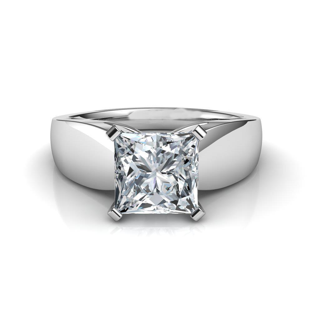 Princess Cut Genuine Solitaire 2.25 Carat Diamond Engagement Ring