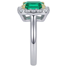 Princess Colombian Emerald ring in Two-Tone 14K Gold – top view