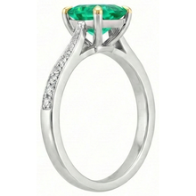 Princess Cut Colombian Emerald ring in 14K Two Tone Gold – angle view