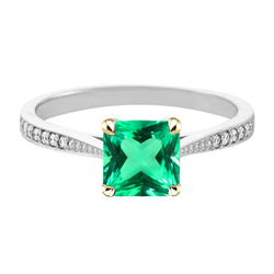 Real Pavé Colombian Emerald Precious Stone Ring 3.50 ct