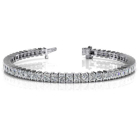 Princess Cut Natural Diamond Ladies Tennis Bracelet 11 Carat White Gold 14K