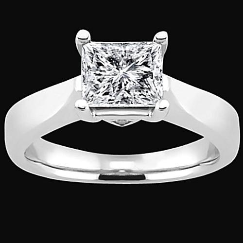 Princess Cut Natural Diamond Solitaire Engagement Ring 
