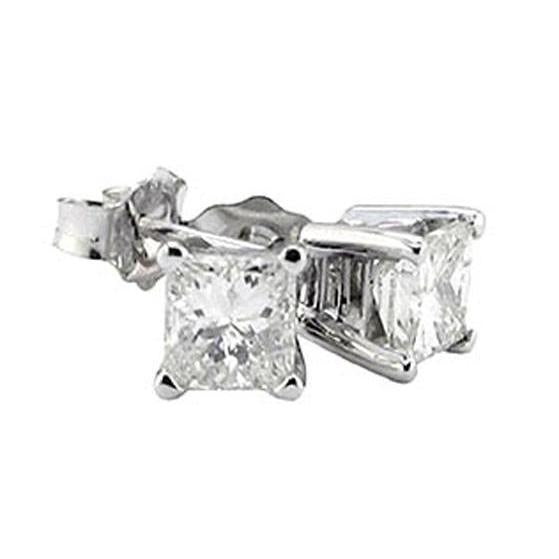 Princess Cut Natural Diamond Women Stud Earring 2.51 Ct. F Vs1 Gold