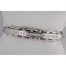 Princess Cut Real Diamond Bangle Solid White Gold 14K 5.50 Ct