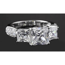 Princess Cut Real Diamond Engagement Ring 5 Carats White Gold 3 Stone