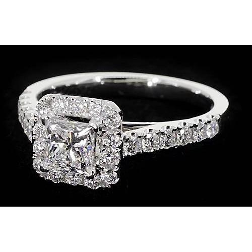 Princess Cut Diamond Halo Setting Engagement Ring 2 Carats