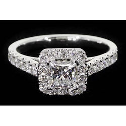 Princess Cut Real Diamond Halo Setting Engagement Ring 2 Carats