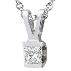 Princess Cut Real Diamond Pendant 1.50 Ct Sparkling Jewelry 14K White Gold