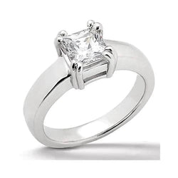 Princess Cut Real Diamond Solitaire Ring 0.75 Ct. White Gold 14K New