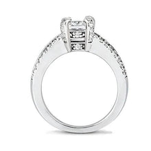 Princess Cut Real Diamond Solitaire Ring 2.20 Ct. With Accents