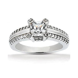 Princess Cut Real Diamond Solitaire Ring 2.20 Ct. With Accents