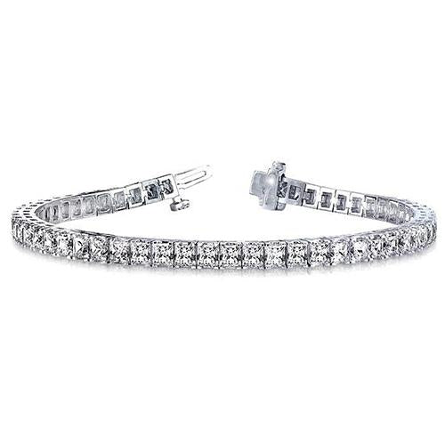 Princess Cut Real Diamond Tennis Bracelet White Gold Jewelry 10.80 Ct