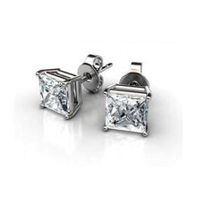 Princess Cut Real Diamonds Studs Earrings 4 Carats