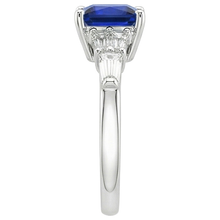Princess Cut Sapphire Ring With Tapered Baguettes 4.50 Carats Gold 14K