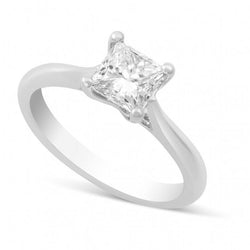 Princess Cut Solitaire 2.25 Carat Genuine Natural Earth Mined Diamond Ring White Gold 14K