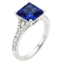 Princess Cut Solitaire Gemstone Ring With Pave Natural Earth Mined Diamond Accents 6 Carat