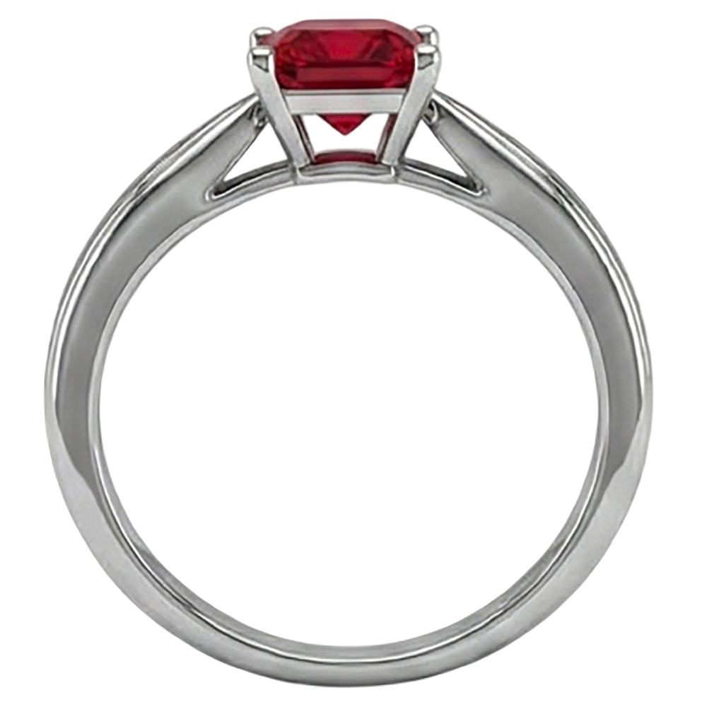 Princess Cut Solitaire Ruby 2 Carat Ring 14K White Gold