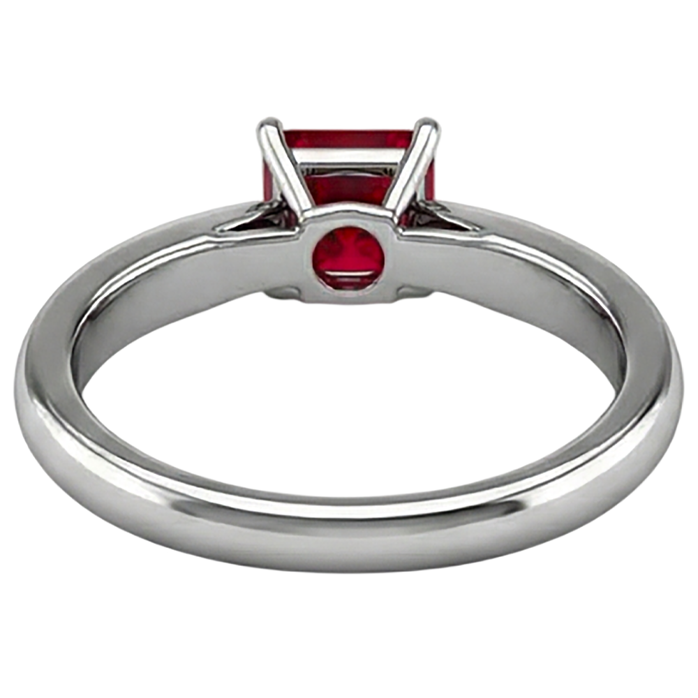 Princess Cut Solitaire Ruby 2 Carat Ring 14K White Gold