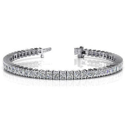 Princess Cut Sparkling Genuine Natural Earth Mined Diamond Tennis Bracelet 11 Carat WG 14K