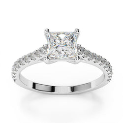 Princess Cut With Round Natural Diamonds Ring 2.25 Carats With Accents