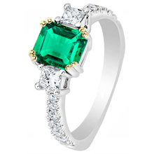 Gemstone Ring 14 Karat Two Tone Gold with Fine Emerald – angle view
