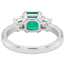 Fine Emerald Gemstone Ring 2-ct 14 Karat Two Tone Gold – back view