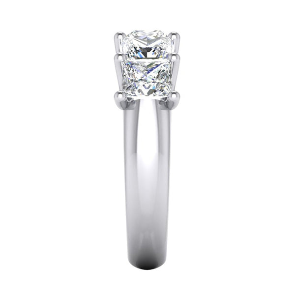 Princess Diamond Ring 5 Stone Gold Half Eternity Band U Prong Real 3 Carats