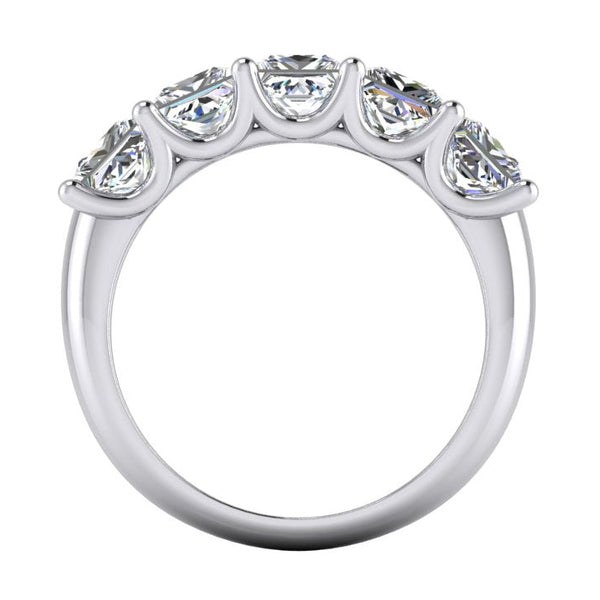 Princess Diamond Ring 5 Stone Gold Half Eternity Band U Prong Real 3 Carats