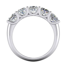 Princess Diamond Ring 5 Stone Gold Half Eternity Band U Prong Real 3 Carats