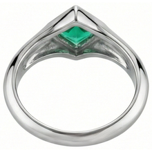 Earth-Mined Fine Emerald Gemstone Ring 1 ct 14K White Gold – back view