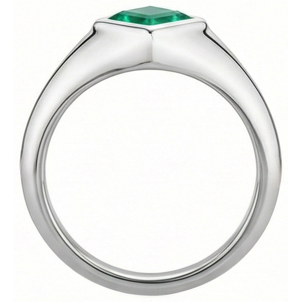 Earth-Mined Fine Emerald Gemstone Ring – top view
