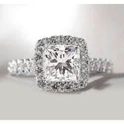 Princess Halo Natural Earth Mined Diamond Ring 4.50 Carats