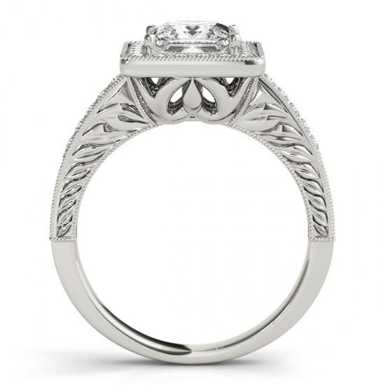 Princess Halo Real Diamond Ring With Accents 1.50 Ct. White Gold 14K