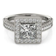 Princess Halo Real Diamond Ring With Accents 1.50 Ct. White Gold 14K