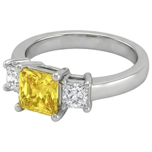 Princess Natural Earth Mined DIAMOND ( NOT LAB GROWN ) Yellow Sapphire Ring 5 Carat 3 Stone White Gold 14K