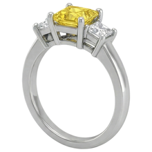 Princess Natural Earth Mined DIAMOND ( NOT LAB GROWN ) Yellow Sapphire Ring 5 Carat 3 Stone White Gold 14K