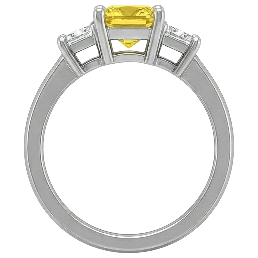 Princess Natural Earth Mined DIAMOND ( NOT LAB GROWN ) Yellow Sapphire Ring 5 Carat 3 Stone White Gold 14K