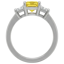 Princess Natural Earth Mined DIAMOND ( NOT LAB GROWN ) Yellow Sapphire Ring 5 Carat 3 Stone White Gold 14K