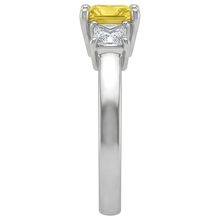 Princess Natural Earth Mined DIAMOND ( NOT LAB GROWN ) Yellow Sapphire Ring 5 Carat 3 Stone White Gold 14K