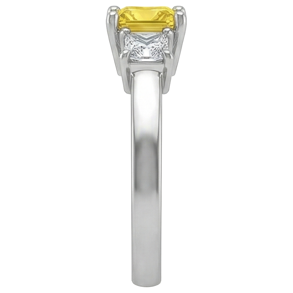 Princess Natural Earth Mined DIAMOND ( NOT LAB GROWN ) Yellow Sapphire Ring 5 Carat 3 Stone White Gold 14K