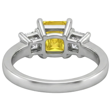 Princess Natural Earth Mined DIAMOND ( NOT LAB GROWN ) Yellow Sapphire Ring 5 Carat 3 Stone White Gold 14K