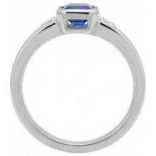 Princess Natural Earth Mined Diamond 3 Stone Emerald Sapphire Ring Split Shank 1.25 Carats