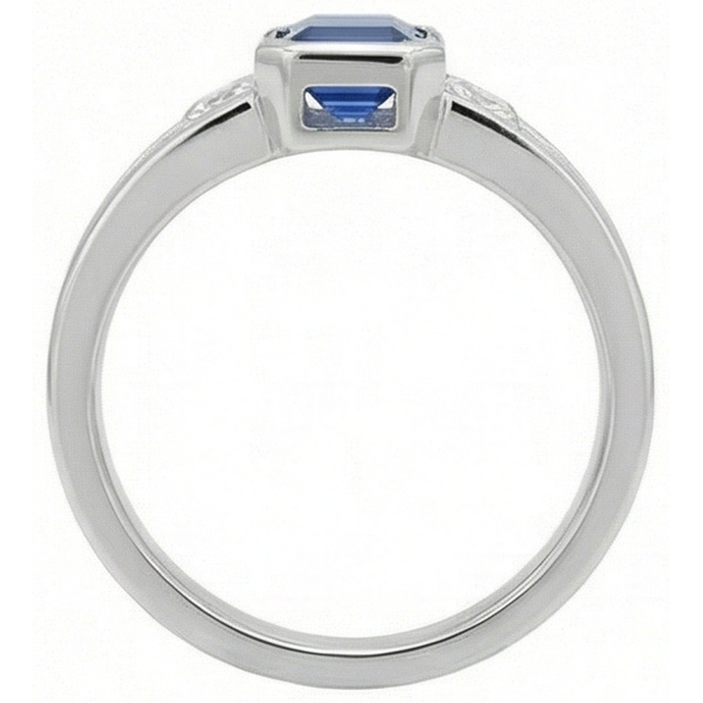 Princess Natural Earth Mined Diamond 3 Stone Emerald Sapphire Ring Split Shank 1.25 Carats