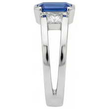 Princess Natural Earth Mined Diamond 3 Stone Emerald Sapphire Ring Split Shank 1.25 Carats