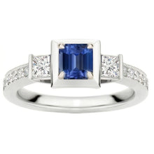 Princess Natural Earth Mined Diamond & Emerald Sapphire Engagement Ring Two Tone 2 Carats
