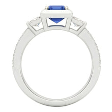 Princess Natural Earth Mined Diamond & Emerald Sapphire Engagement Ring Two Tone 2 Carats