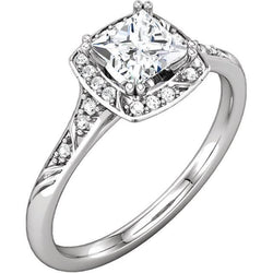 Princess Real Diamond Engagement Anniversary Ring 1.73 Carat White Gold 14K