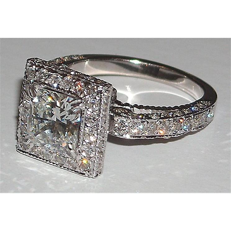 Princess Real Diamond Engagement Fancy Ring 5.25 Carats Pave Setting New