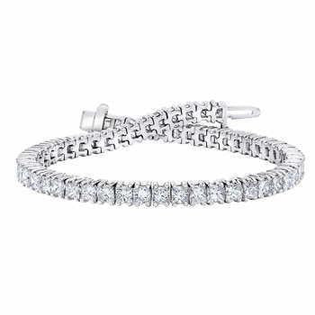 Princess Real Diamond Fine Tennis Bracelet 10 Carats White Gold 14K
